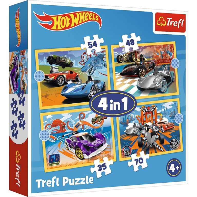 TREFL 34627 Puzzle 4w1 Pojazdy Hot Wheels