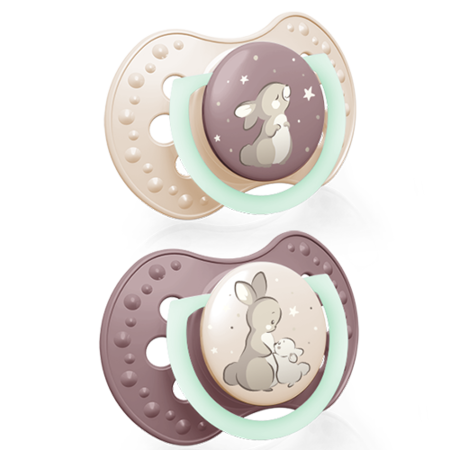 LOVI 22/915 Smoczek silikonowy dynamiczny 6-18m 2szt Night&Day girl