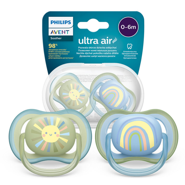 AVENT SCF085/58 Smoczek Ultra Air 0-6m słońce/tęcza boy