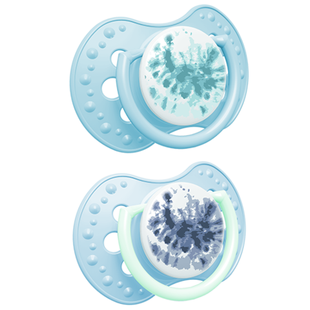 LOVI 22/918 Smoczek silikonowy dynamiczny 3-6 m 2 szt Tie Dye Blue Boy