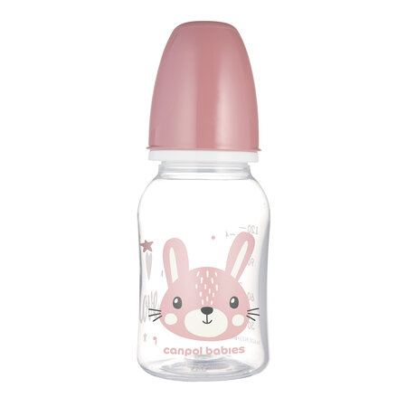 CANPOL 11/851 Butelka standardowa 120ml CUTE ANIMALS różowa