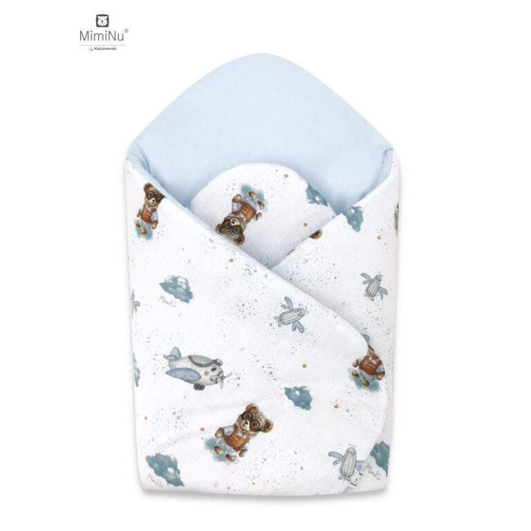 KIECZMERSKI Rożek usztywniony 75x75 cm MIMINU DESIGN Misie błękit bawełna 100%