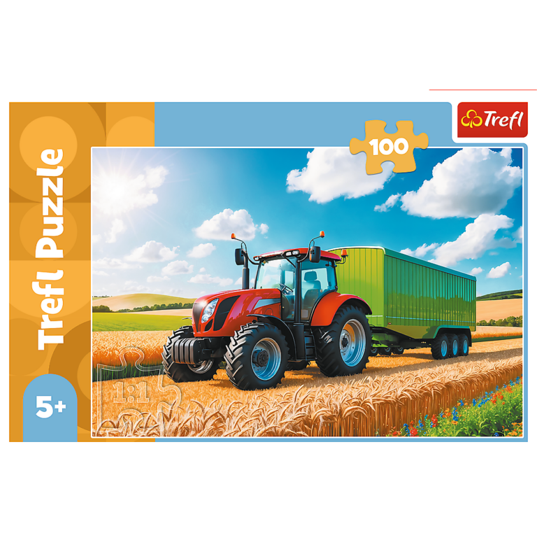 TREFL 16494 Puzzle 100 Maszyny rolnicze - traktor z przyczepą