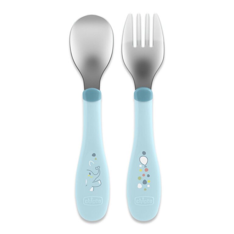 CHICCO 00016102250000 Sztućce metalowe niebieskie 18m+