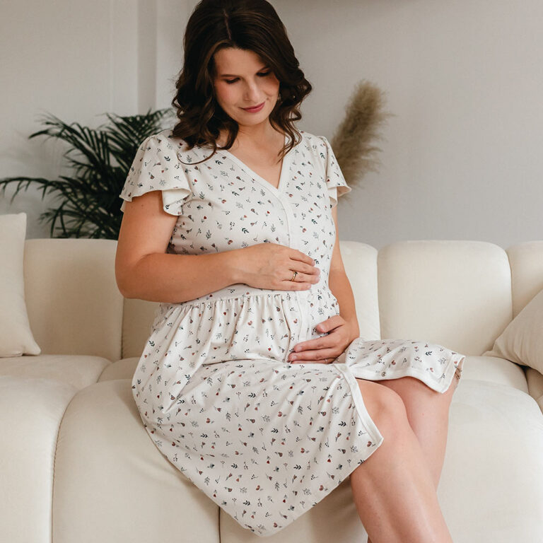 EWA 974482 LINDA Koszula ciążowa rozpinana ecru łączka XL