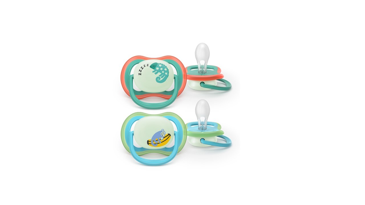 AVENT SCF376/28 Smoczek Ultra nighttime Air 6-18m 2 szt. kameleon/małpka