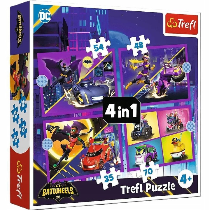 TREFL 34658 Puzzle 4w1 Poznaj Batwheels