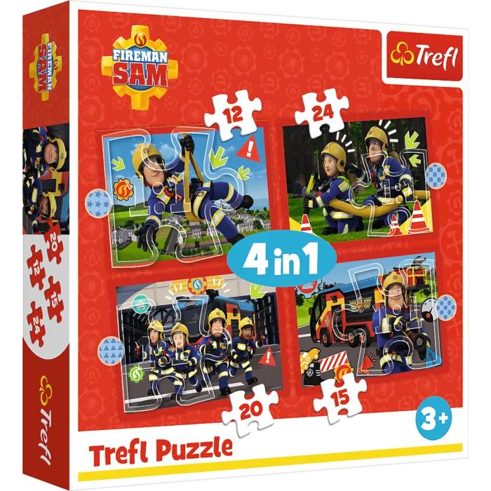 TREFL 34632 Puzzle 4w1 Przygody Strażaka Sama