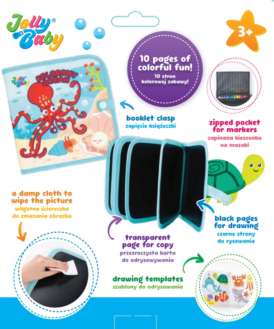 JOLLYBABY JB 82602 Książeczka do rysowania kolorowy ocean