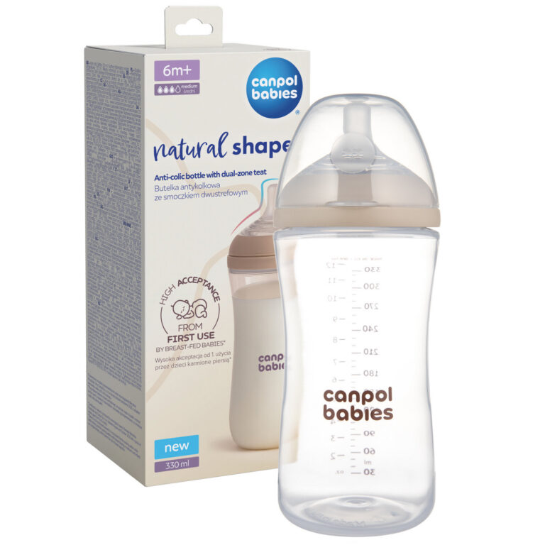 CANPOL 35/402 Butelka Natural Shape ze smoczkiem dwustrefowym 330ml