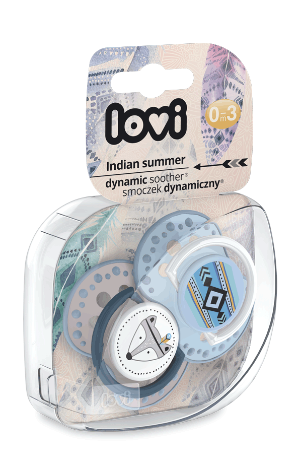 LOVI 22/855 Smoczek silikonowy dynamiczny 0-3m 2szt Indian Summer Boy