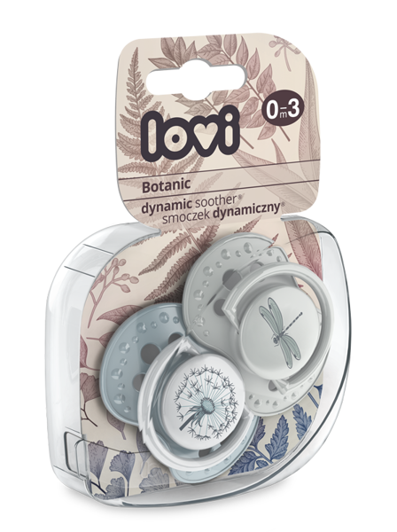 LOVI 22/869 Smoczek silikonowy dynamiczny 0-3 m 2szt Botanic Boy