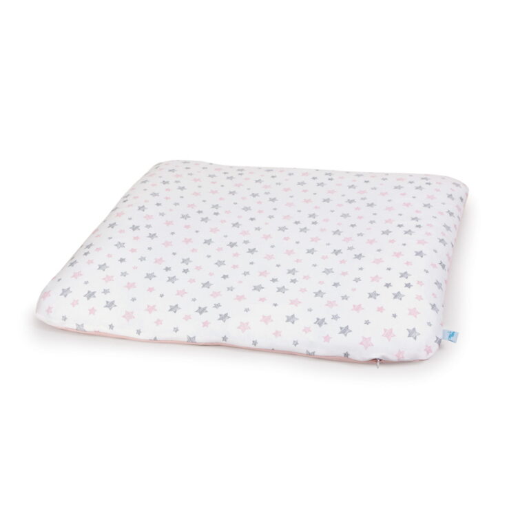 CEBA 848-626-604 Pokrowiec na przewijak miękki (75x72) 2 szt Grey Stars, Light grey+ Pink Stars, Pink GRATIS składana mata do przewijania 60x40 Rowanberry