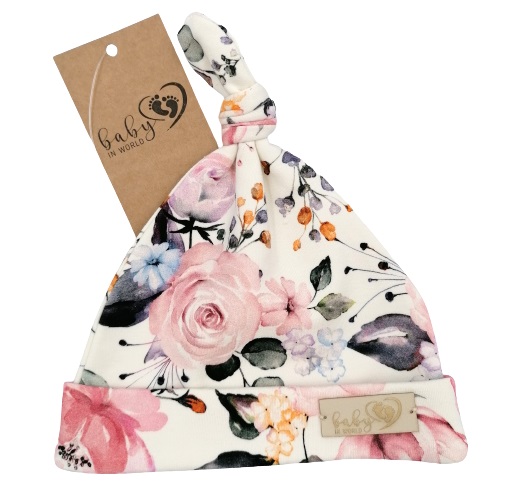 BABY 01103 Czapka niemowlęca smerfetka Pastel Roses 7-12m