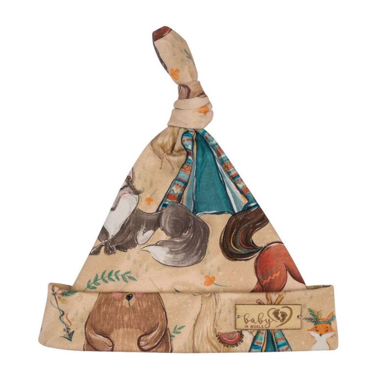 BABY 01265 Czapka niemowlęca Smerfetka Boho Misiek 7-12m