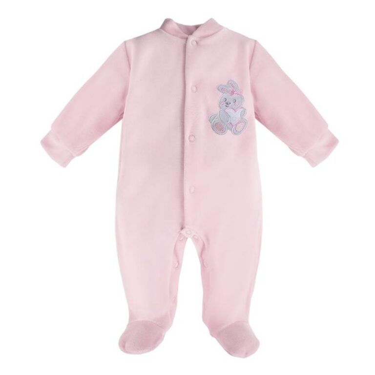 EWA 931023 NEWBORN Pajac welur róż 68