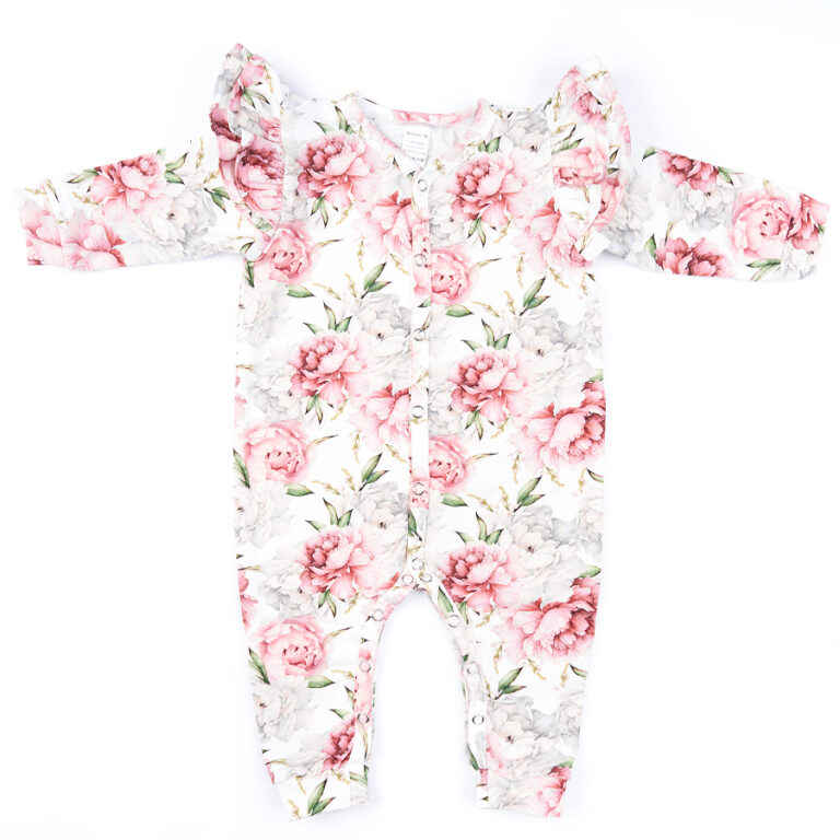 BABY 01334 Pajac niemowlęcy dł rękaw Peonie 80/86
