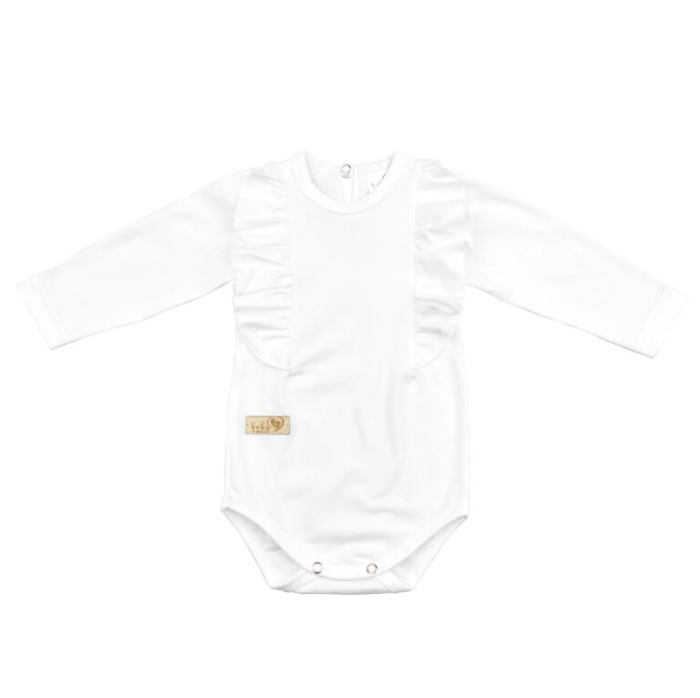 BABY 01378 Body niemowlęce dł rękaw Falbanka Ecru 68/74