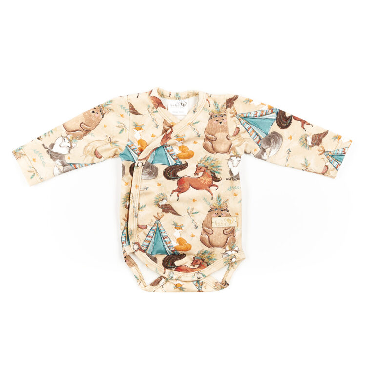 BABY 01390 Body niemowlęce dł rękaw Boho Misiek 56/62