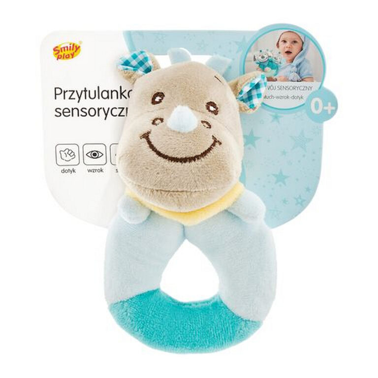 SMILY PLAY SP84080 Przytulanka sensoryczna z dzwoneczkiem krówka 0+